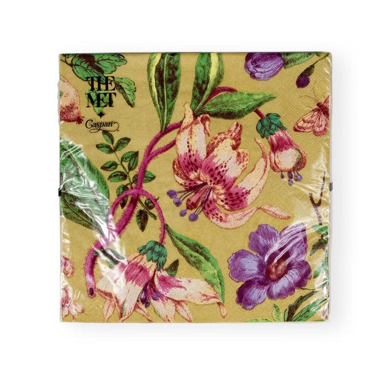 Caspari Porcelain Blooms Gold Luncheon Napkins - 20 Per Package
