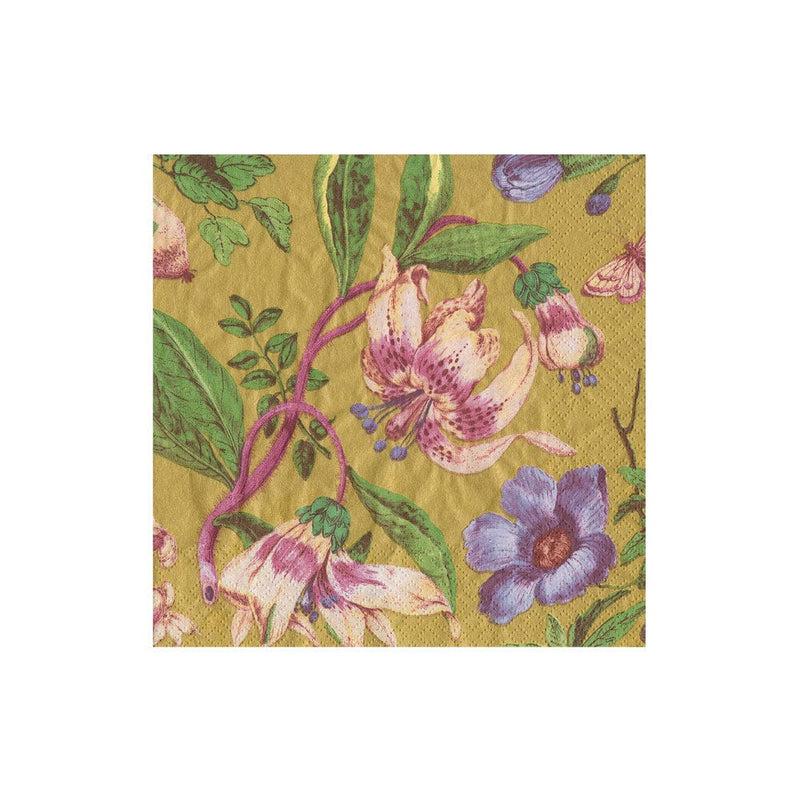 caspari Porcelain Blooms Green Boxed Cocktail Napkins - 40 Per Box
