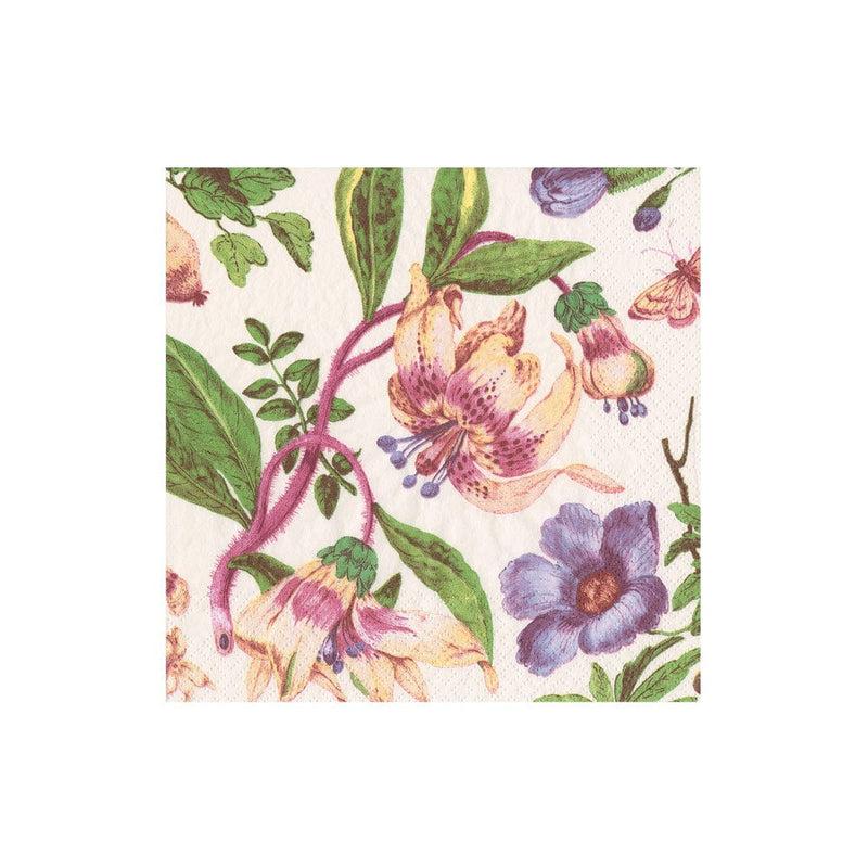caspari Porcelain Blooms Ivory Boxed Cocktail Napkins - 40 Per Box