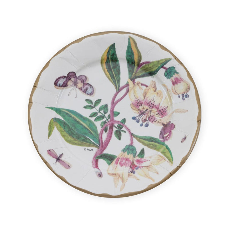 Caspari Porcelain Blooms Ivory Dinner Plates - 8 Per Package