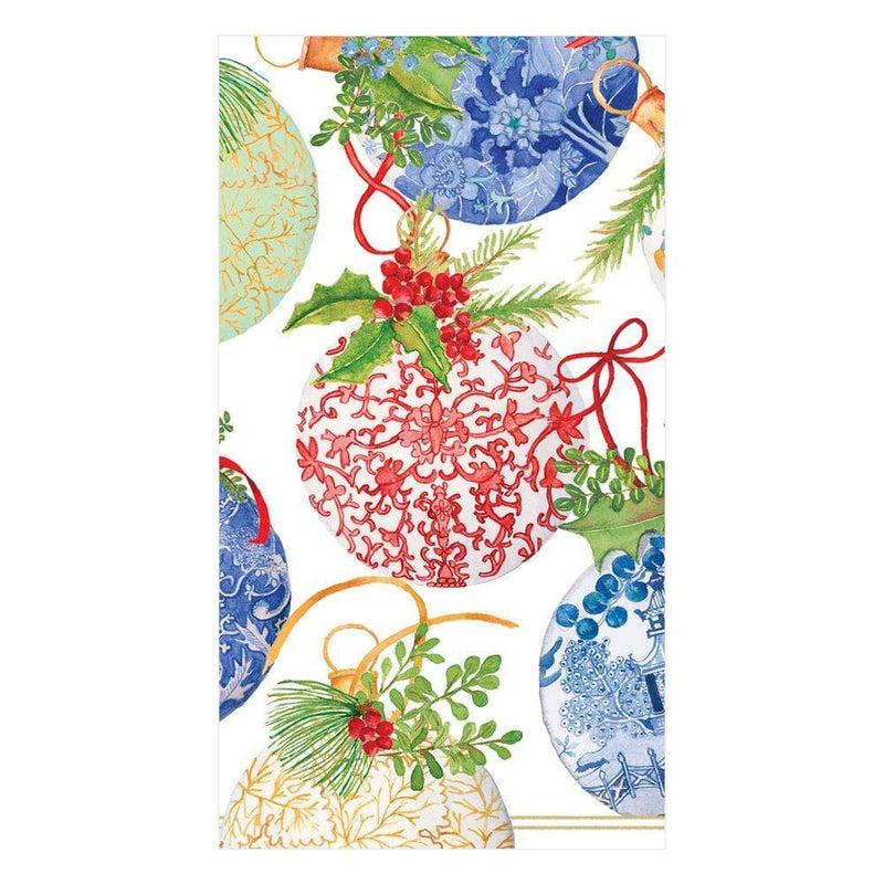 Caspari Porcelain Ornaments Paper Guest Towel Napkins - 15 Per Package