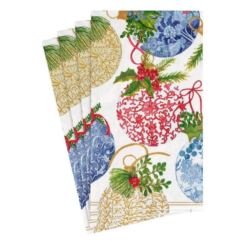 caspari Porcelain Ornaments Paper Guest Towel Napkins - 15 Per Package