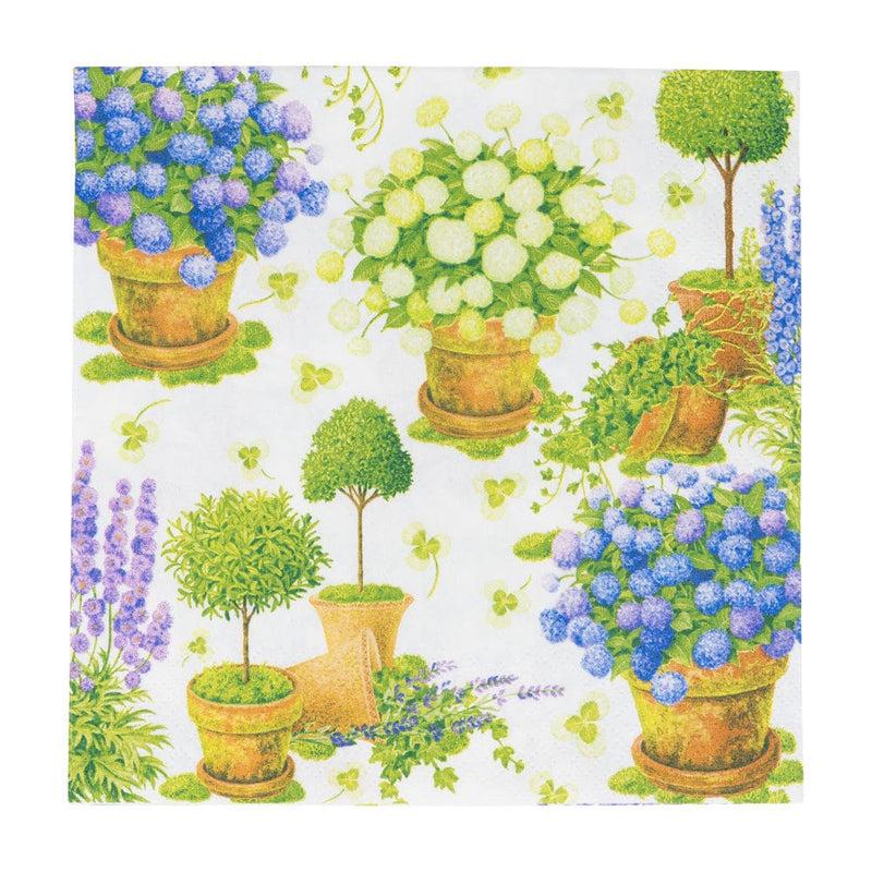 Caspari Potted Hydrangeas Luncheon Napkins - 20 Per Package