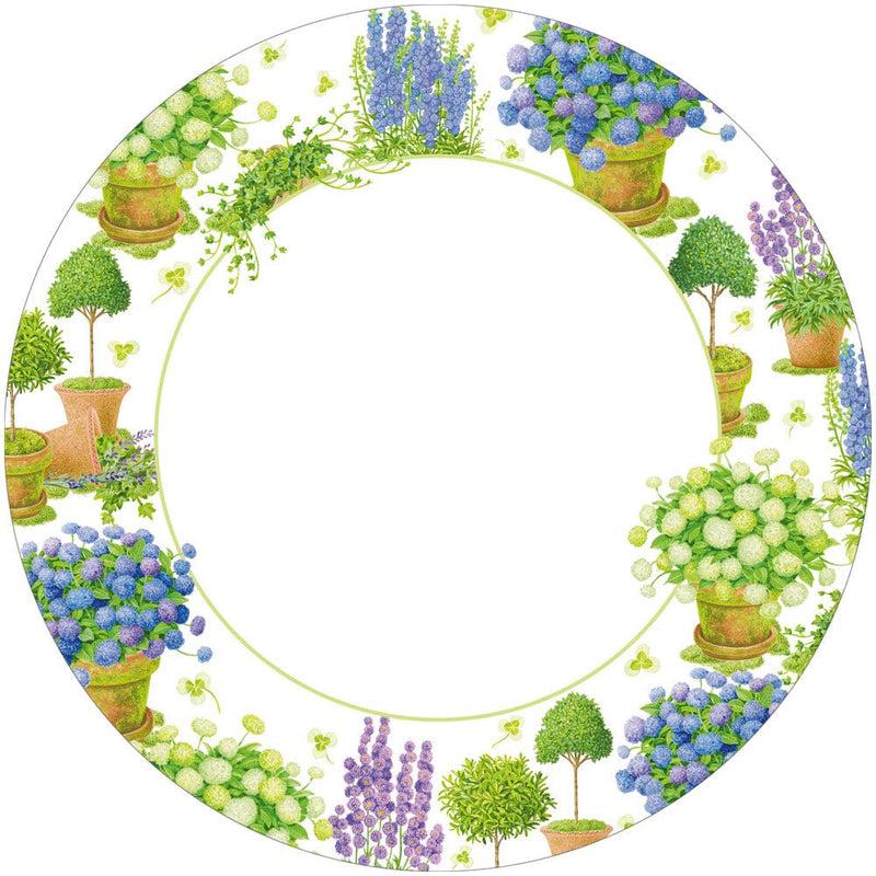 Caspari Potted Hydrangeas Paper Dinner Plates - 8 Per Package