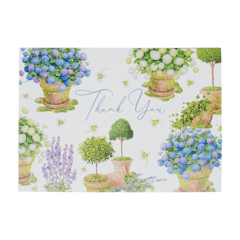 Caspari Potted Hydrangeas Thank You Notes - 8 Note Cards & 8 Envelopes