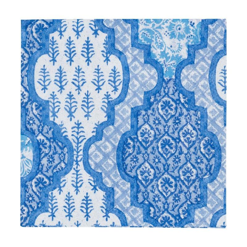 Caspari Provençal Cotton Blue Cocktail Napkins - 20 Per Package