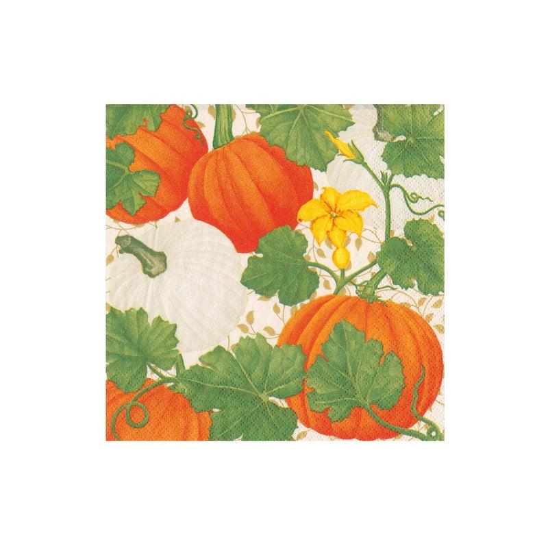 caspari Pumpkin Chintz White Boxed Cocktail Napkins - 40 Per Box