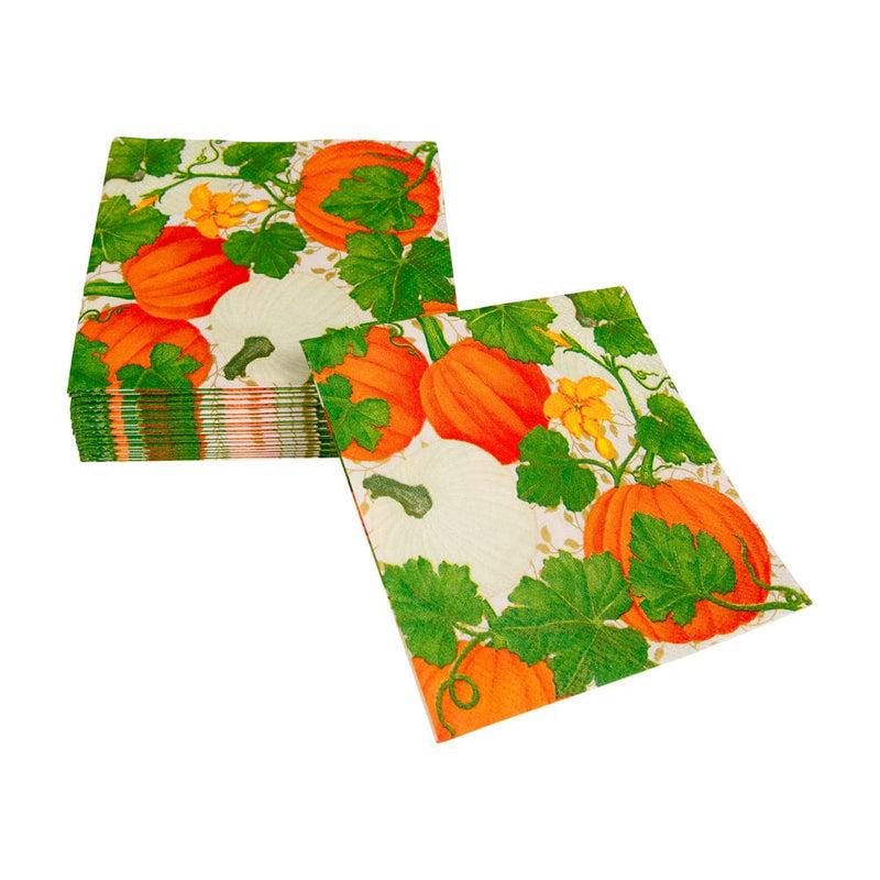 Caspari Pumpkin Chintz White Cocktail Napkins - 20 Per Package