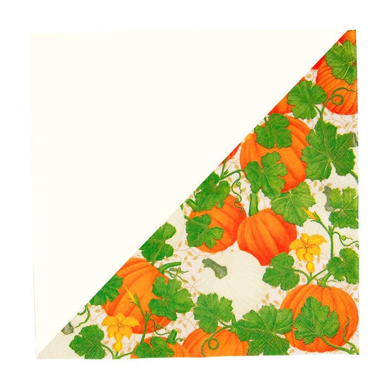 Caspari Pumpkin Chintz White Cocktail Napkins - 20 Per Package