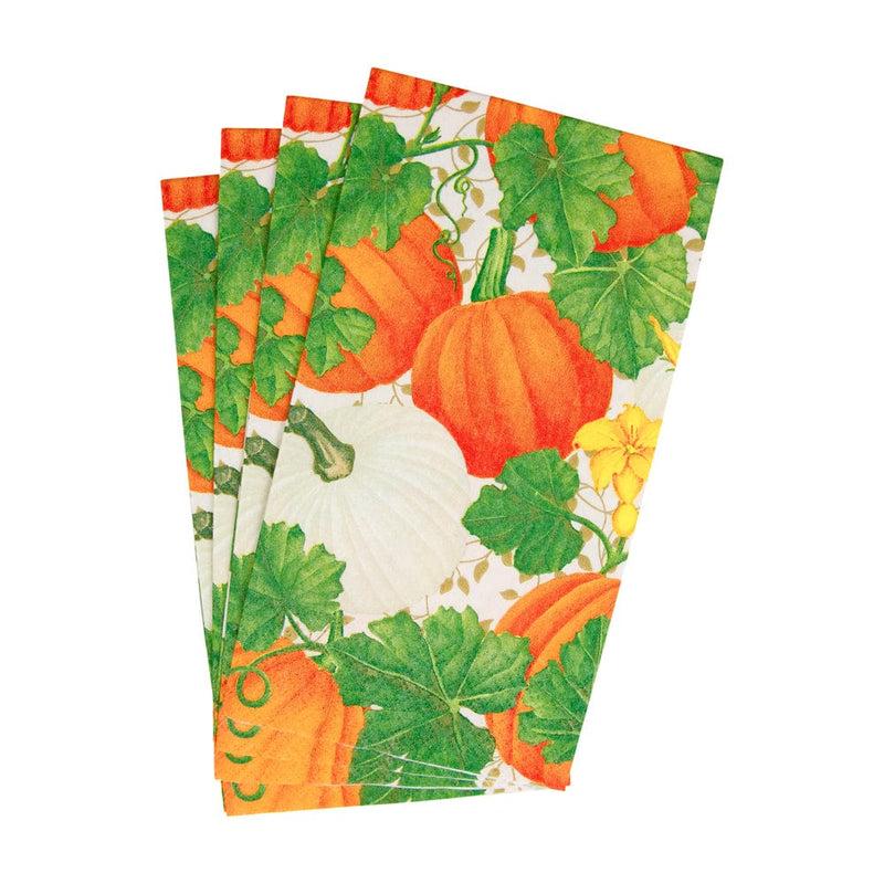 Caspari Pumpkin Chintz White Guest Towel Napkins - 15 Per Package