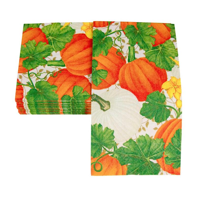 Caspari Pumpkin Chintz White Guest Towel Napkins - 15 Per Package