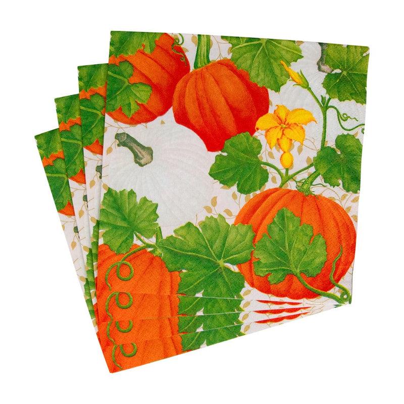 Caspari Pumpkin Chintz White Luncheon Napkins - 20 Per Package