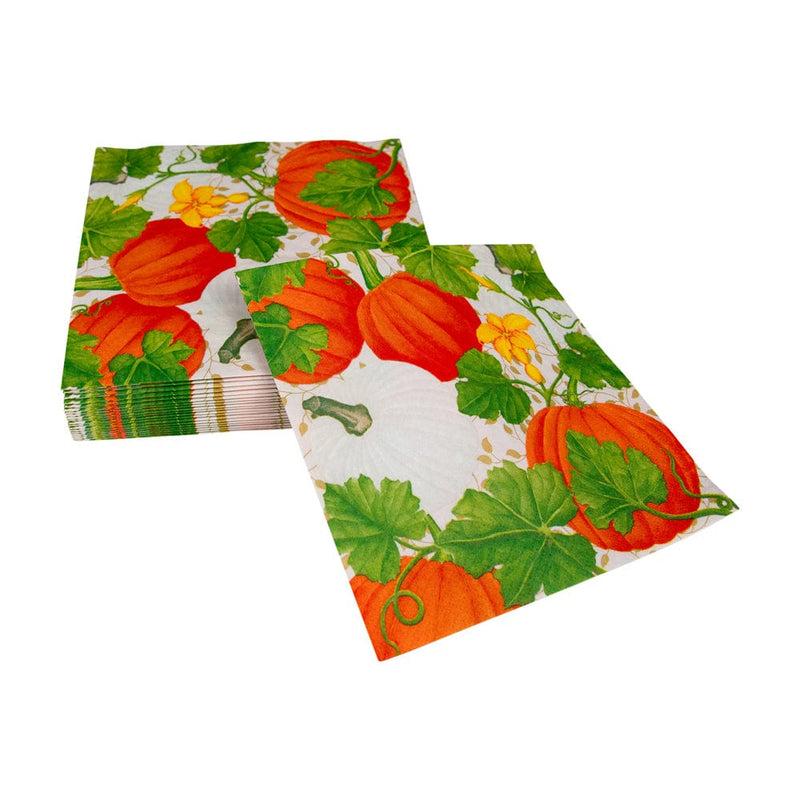 Caspari Pumpkin Chintz White Luncheon Napkins - 20 Per Package