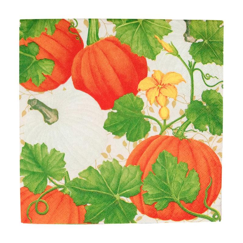 caspari Pumpkin Chintz White Luncheon Napkins - 20 Per Package
