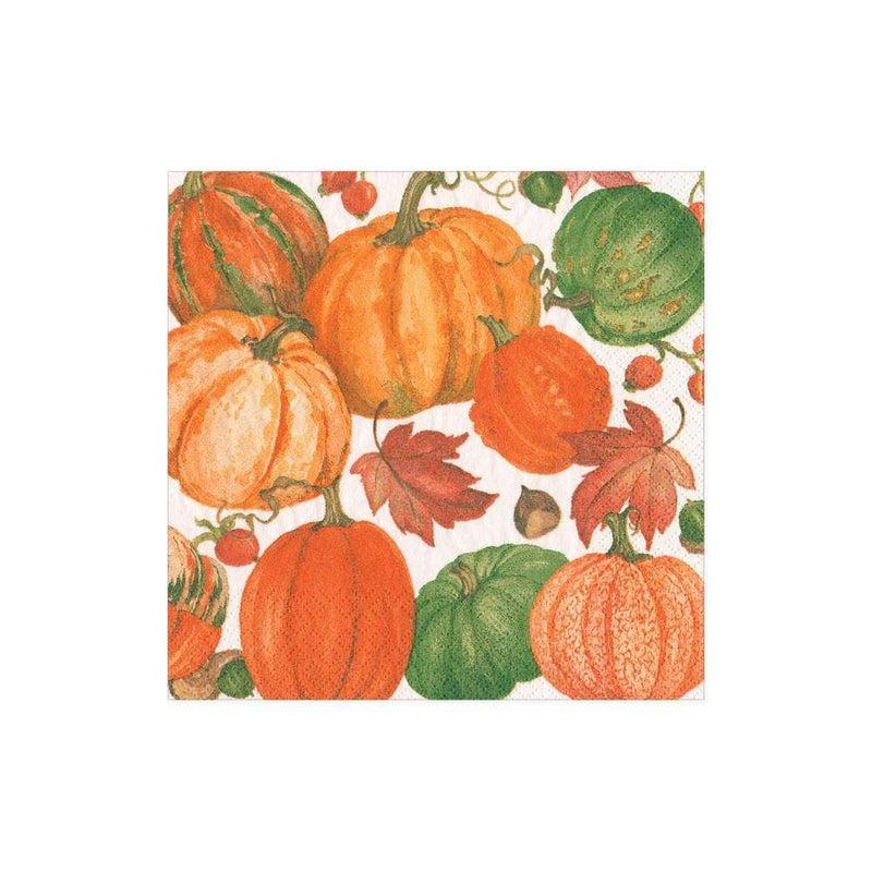 caspari Pumpkin Field Paper Cocktail Napkins in White - 20 Per Package