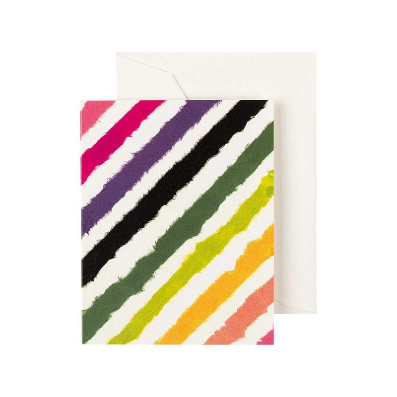 caspari Rainbow Stripe Gift Enclosure Cards in Ivory - 4 Mini Cards & 4 Envelopes