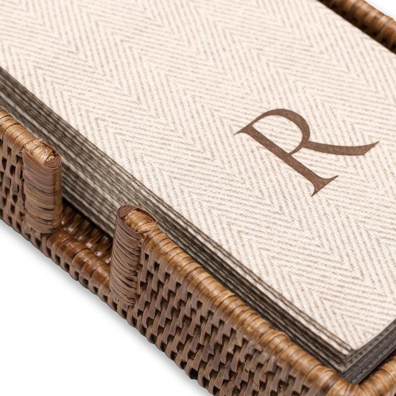 Caspari Rattan Guest Towel Napkin Holder In Dark Natural - 1 Each