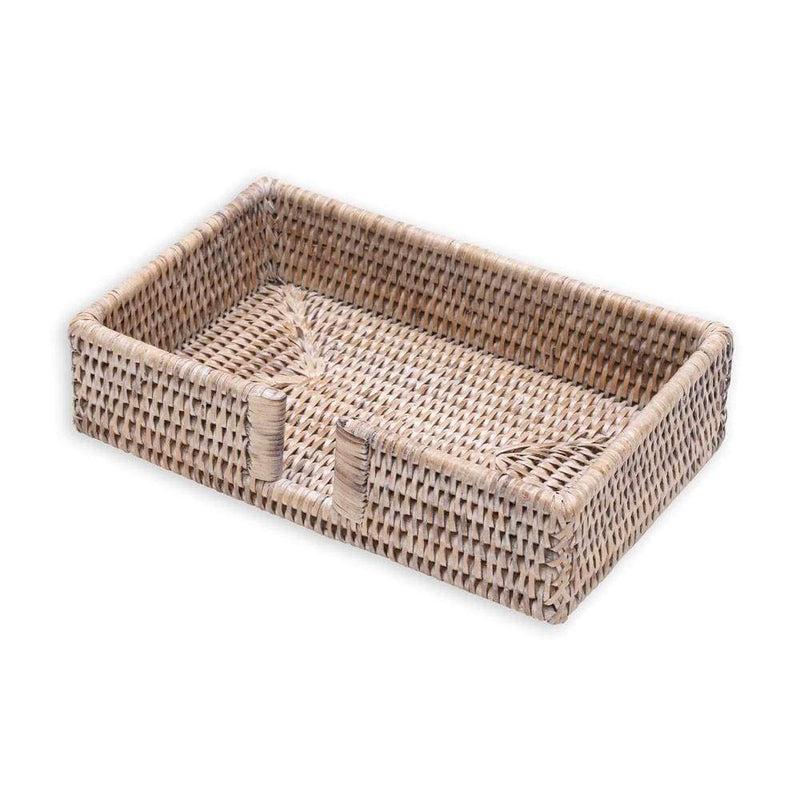 caspari Rattan Guest Towel Napkin Holder in White Natural - 1 Each