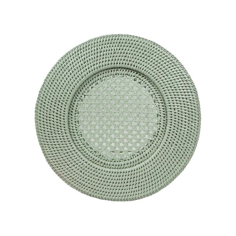 caspari Rattan Round Charger Plate in Green - 1 Charger Plate