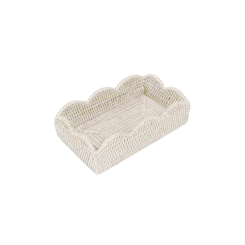 Caspari Rattan Scalloped Guest Towel Napkin Holders In Cream - 1 Napkin Holder