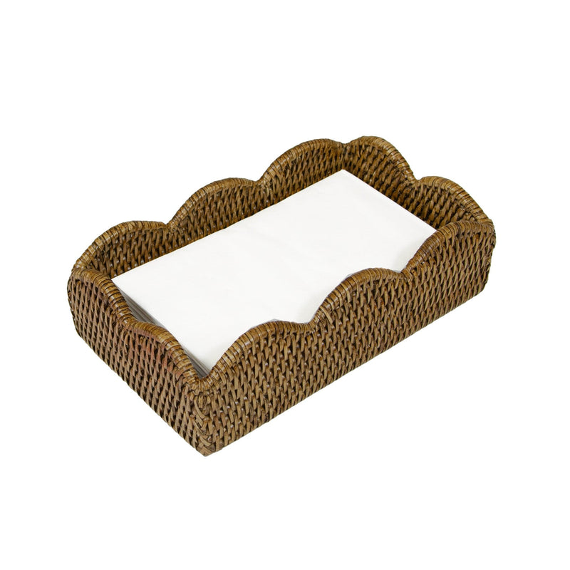 Caspari Rattan Scalloped Guest Towel Napkin Holders In Natural - 1 Napkin Holder