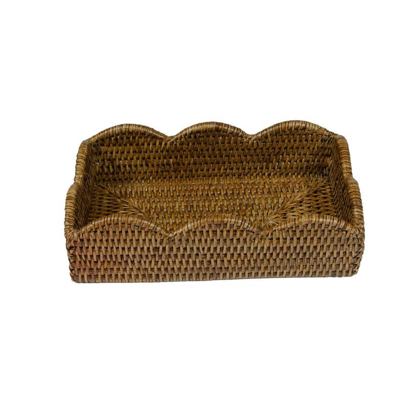 Caspari Rattan Scalloped Guest Towel Napkin Holders In Natural - 1 Napkin Holder