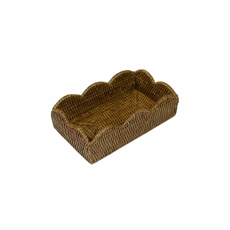 caspari Rattan Scalloped Guest Towel Napkin Holders in Natural - 1 Napkin Holder