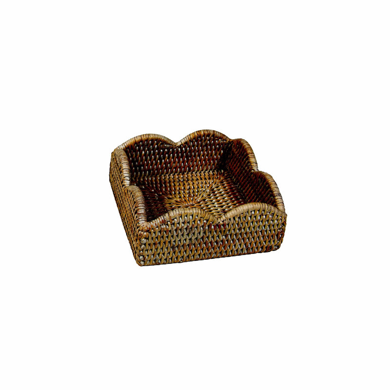 caspari Rattan Scalloped Luncheon Napkin Holders in Natural - 1 Napkin Holder
