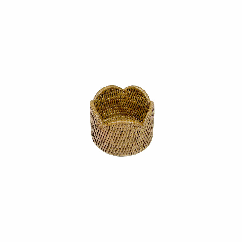 caspari Rattan Scalloped Wine Coaster in Cream - 1 Coaster