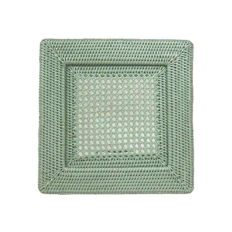 caspari Rattan Square Charger Plate in Green - 1 Charger Plate