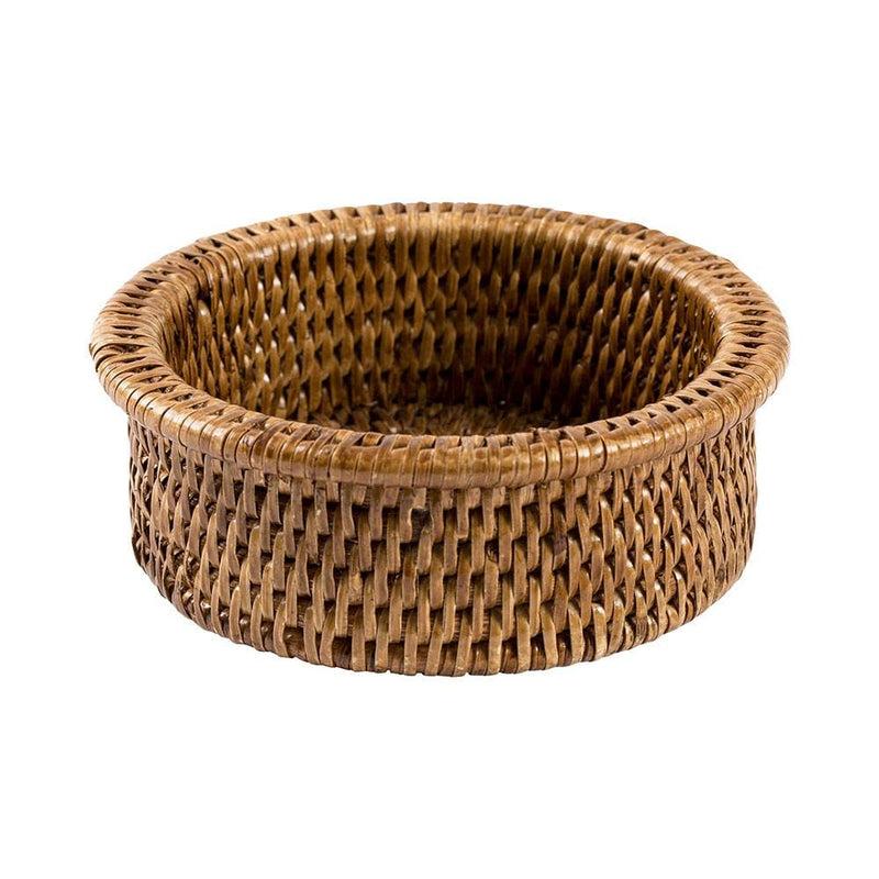 caspari Rattan Wine Bottle Coaster in Dark Natural - 1 Each