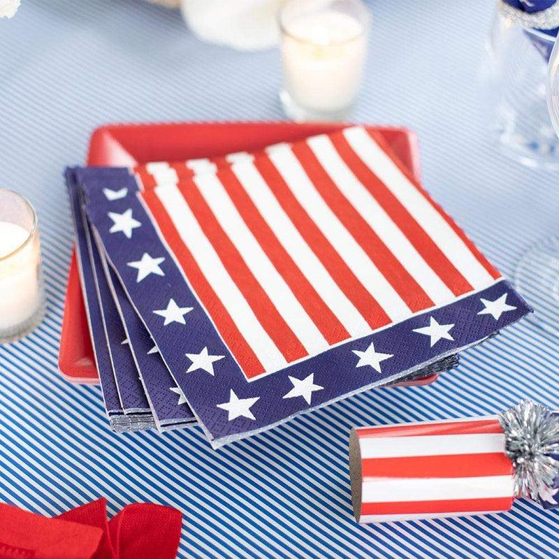 Caspari Red White & Blue Paper Cocktail Napkins - 20 Per Package