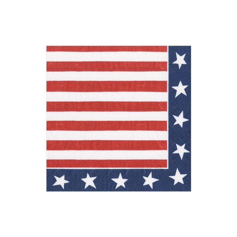 caspari Red White & Blue Paper Cocktail Napkins - 20 Per Package