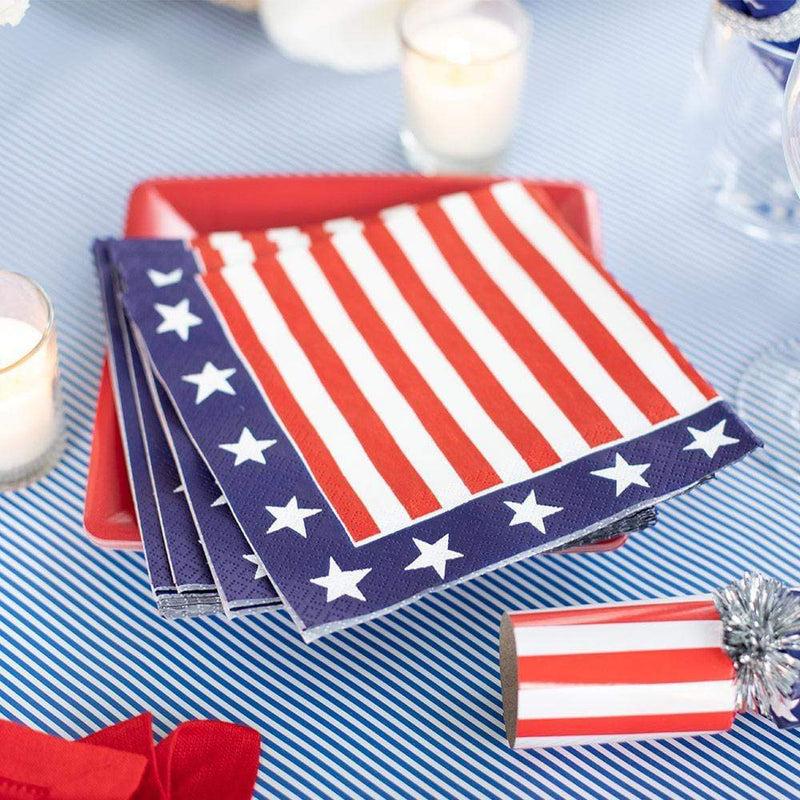 Caspari Red White & Blue Paper Luncheon Napkins - 20 Per Package