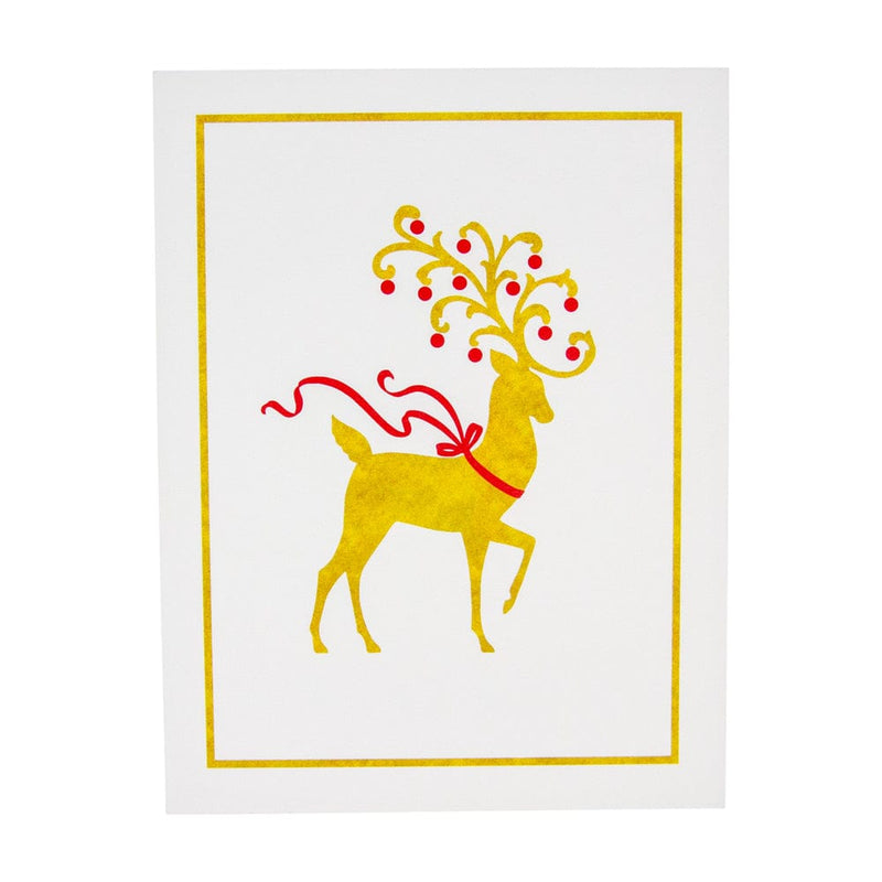caspari Reindeer Embossed Large Personalized Christmas Cards