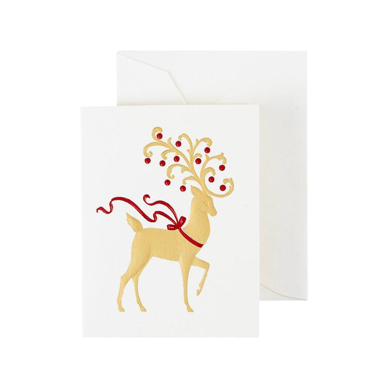 caspari Reindeer Gift Enclosure Cards - 4 Mini Cards & 4 Envelopes