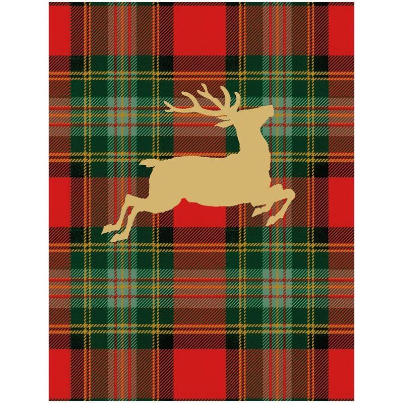 caspari Reindeer Tartan Foil Classic Boxed Christmas Cards - includes 10 cards & envelopes