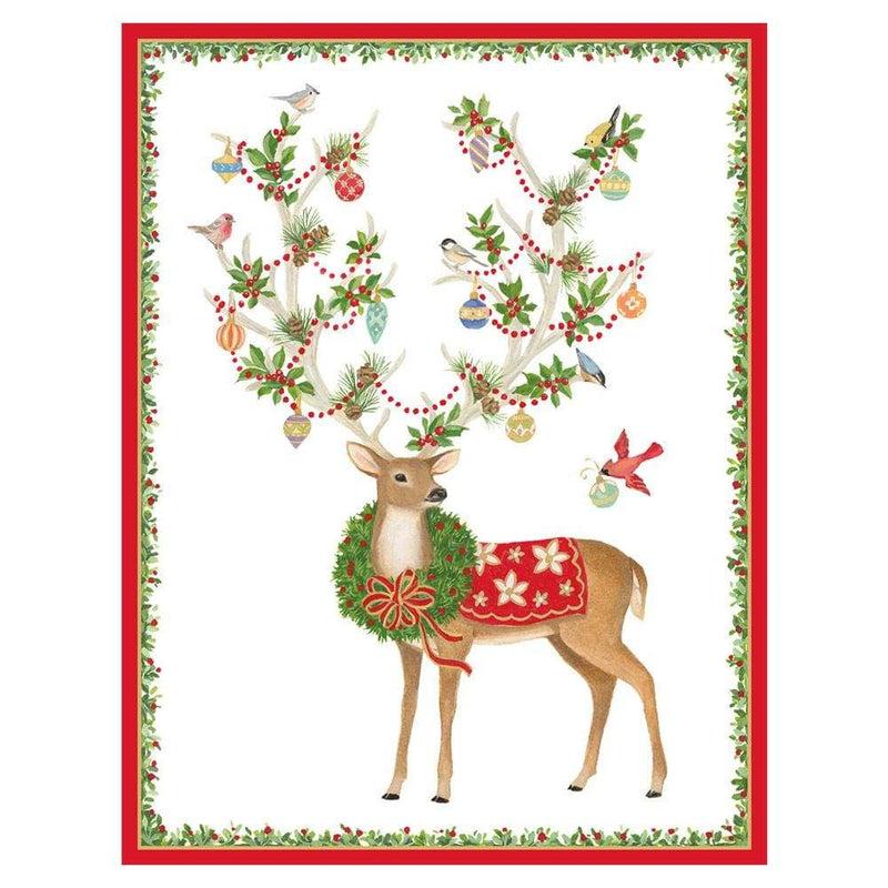 caspari Reindeer with Ornamented Antlers Boxed Christmas Cards - 15 Cards & 15 Envelopes
