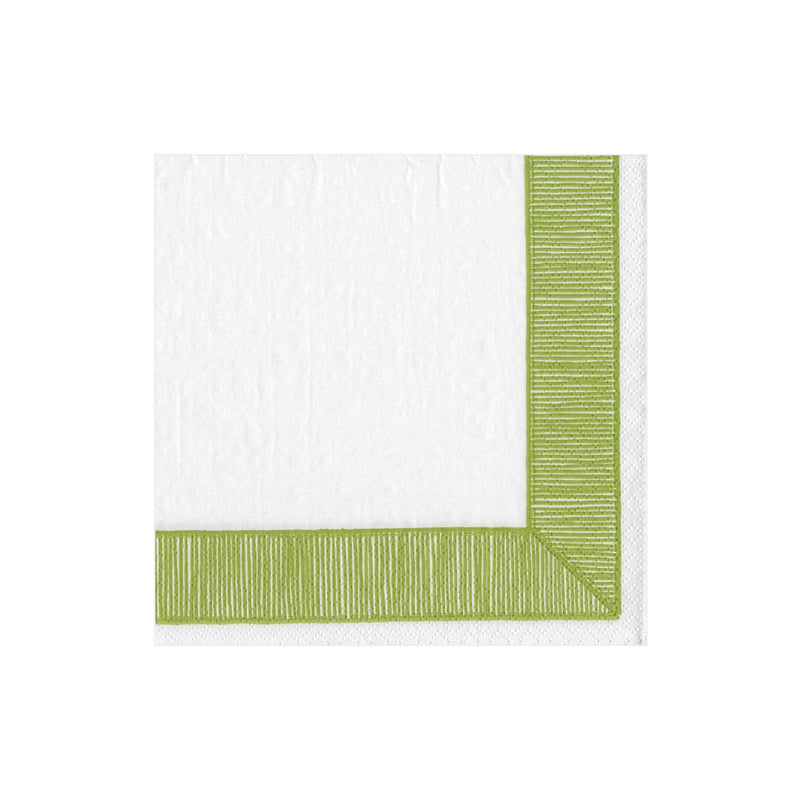 caspari Ribbon Border Paper Cocktail Napkins in Green - 20 Per Package