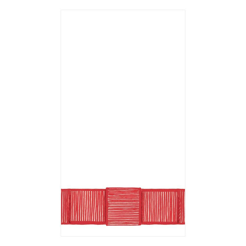 Caspari Ribbon Border Paper Guest Towel Napkins In Red - 15 Per Package