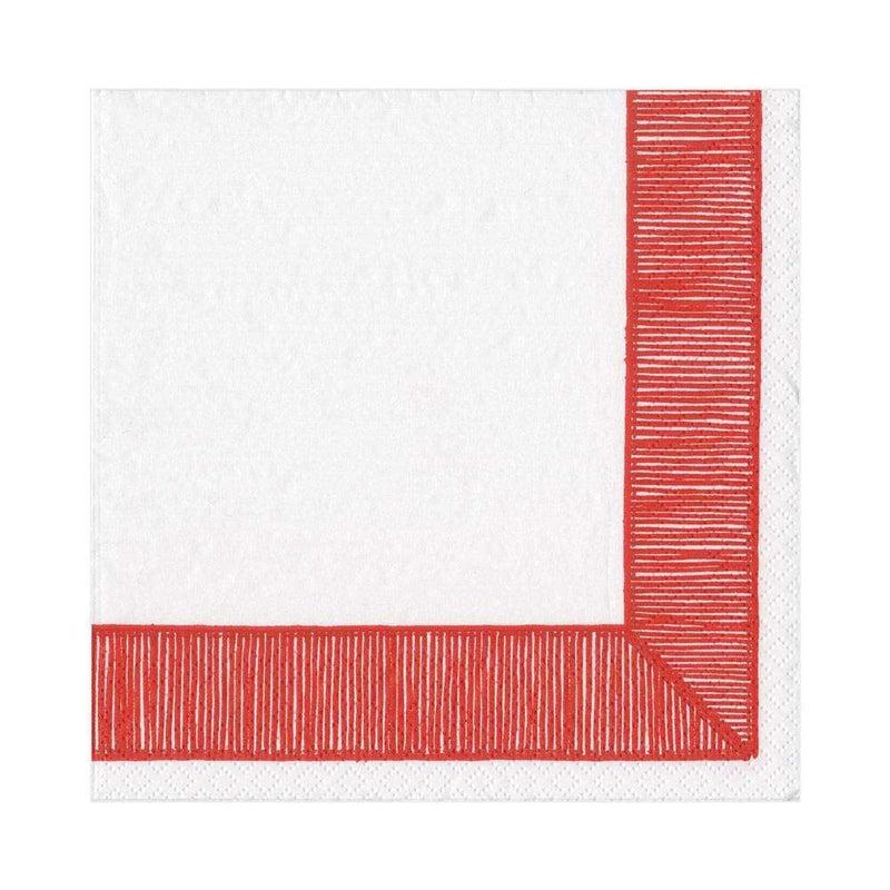 caspari Ribbon Border Paper Luncheon Napkins in Red - 20 Per Package