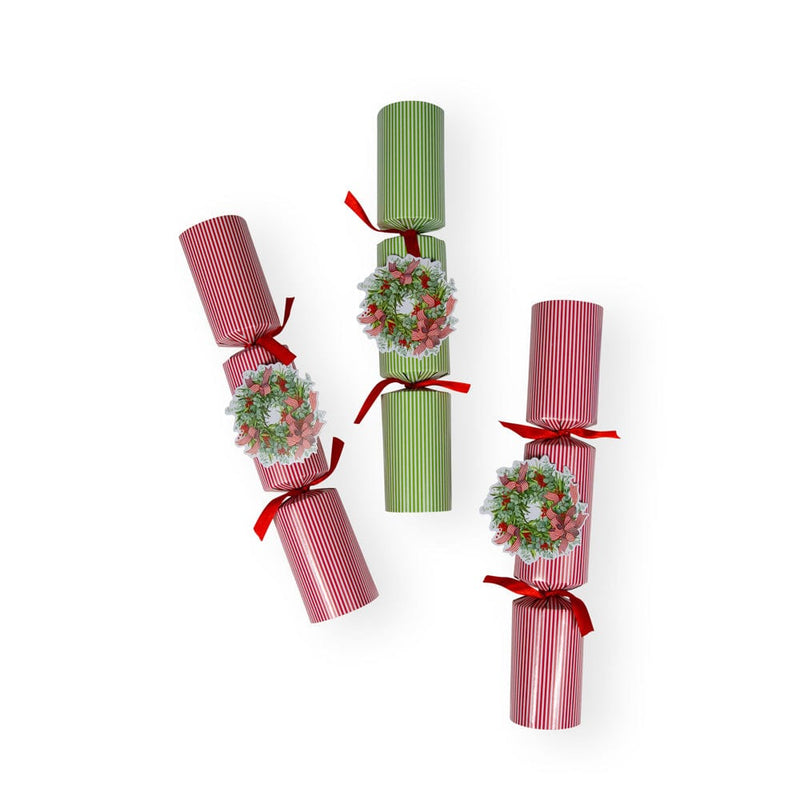 Caspari Ribbon Stripe Wreath Christmas Cracker - 6 Per Box