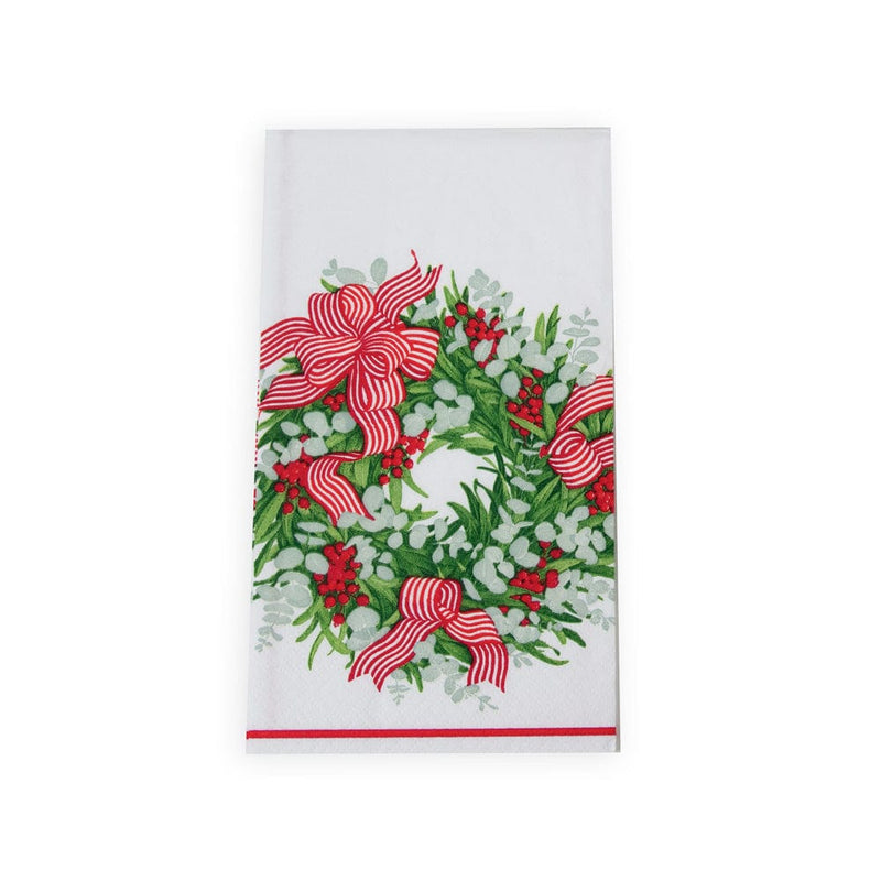 caspari Ribbon Stripe Wreath Guest Towel Napkins - 15 Per Package