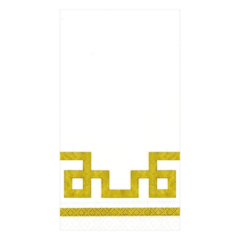 Caspari Rive Gauche Paper Guest Towel Napkins In Gold & White - 15 Per Package
