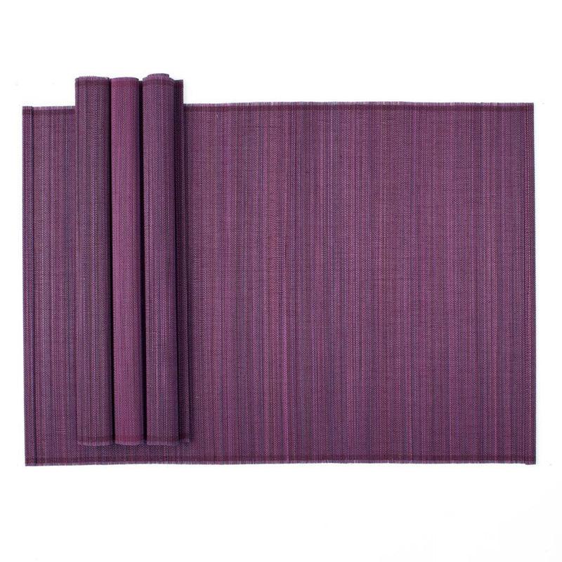 caspari Roll-Up Bamboo Placemats in Aubergine - Set of 4
