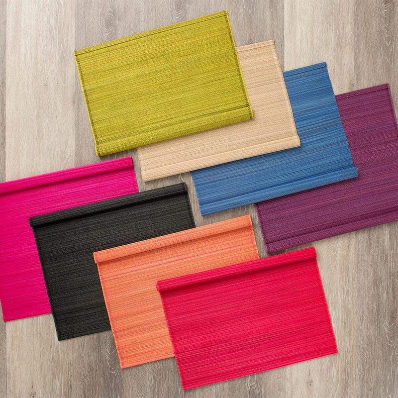 Caspari Roll-Up Bamboo Placemats In Fuchsia - Set Of 4