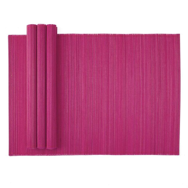 caspari Roll-Up Bamboo Placemats in Fuchsia - Set of 4