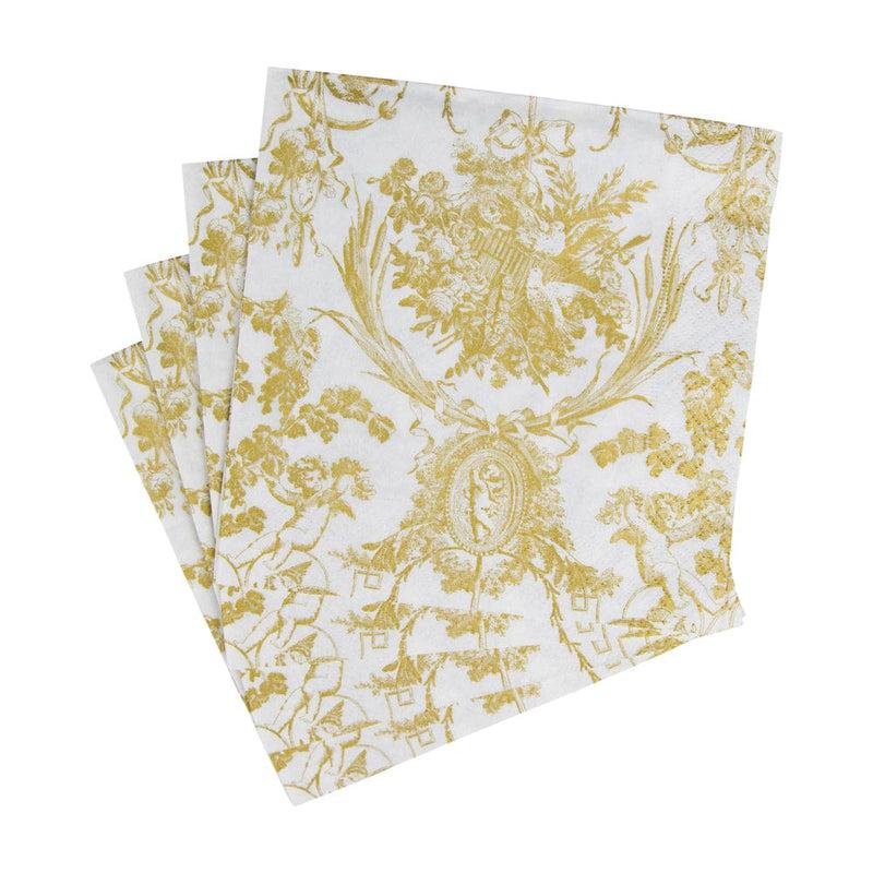 Caspari Romantic Toile Gold Luncheon Napkins - 20 Per Package