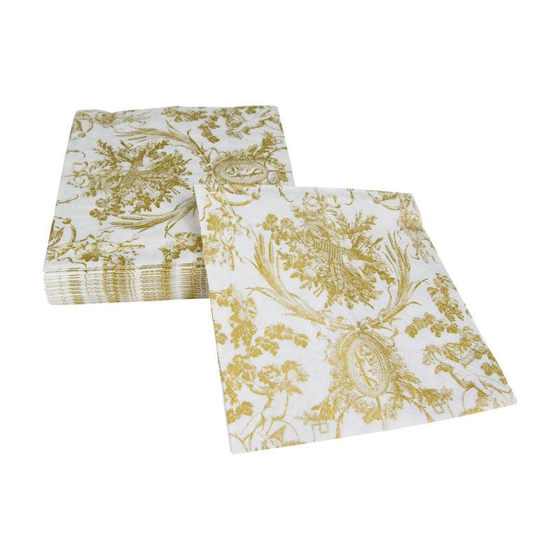 Caspari Romantic Toile Gold Luncheon Napkins - 20 Per Package