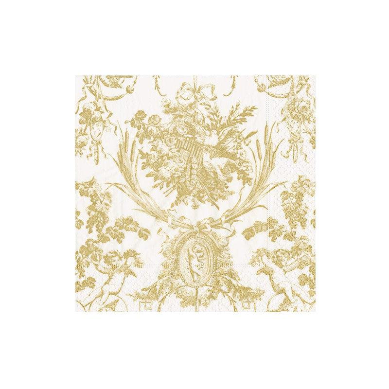Caspari Romantic Toile Green Boxed Cocktail Napkins - 40 Per Box